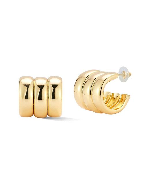 Glaze Jewelry Metallic Plated Wide Triple Hoop Earrings
