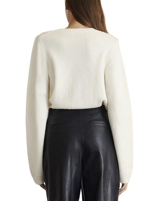 Tanya Taylor Gray Lexia Embellished Alpaca-Blend Sweater