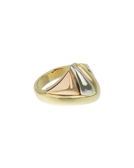 BVLGARI Metallic 18K Tri-Tone Diamond Cocktail Ring (Authentic Pre-Owned)