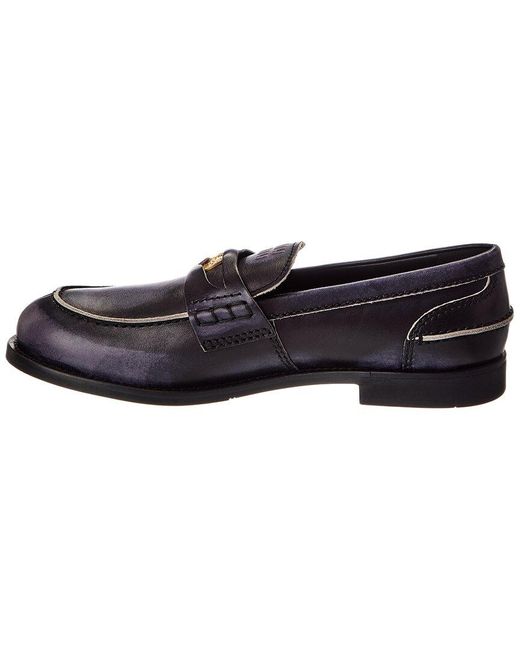 Miu Miu Black Logo Leather Loafer