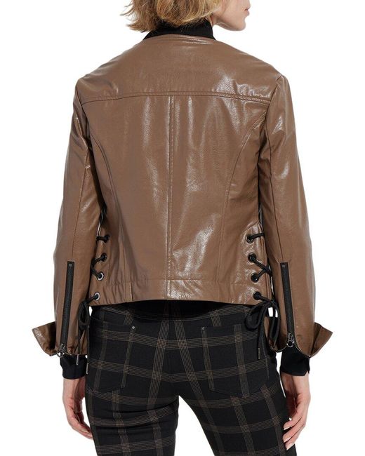 Lyssé Brown Kellie Bomber Moto Jacket