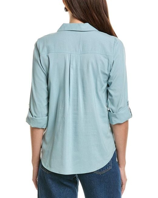 Splendid Blue Woven Button-Down Shirt