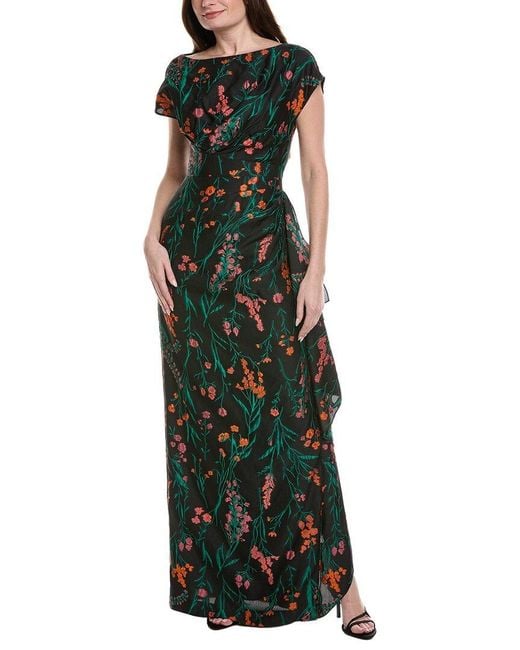 Lela Rose Green Florence Silk-Blend Gown