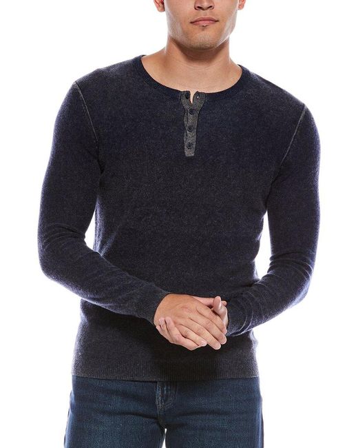 Autumn Cashmere Blue Inked Henley Cashmere Shirt for men