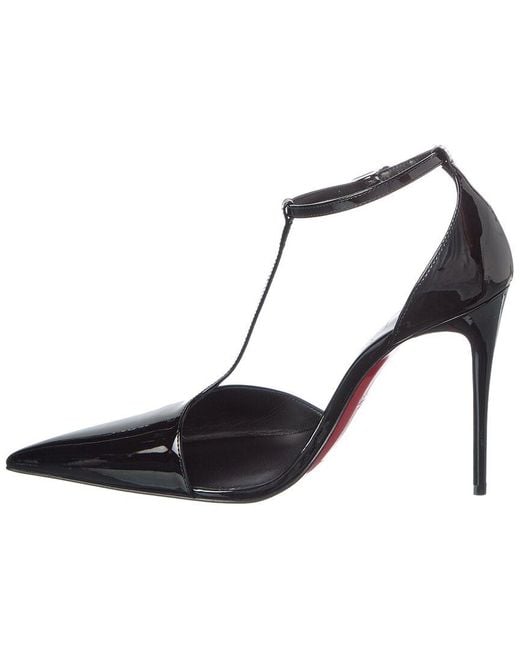 Christian Louboutin Black Kate Max T-Strap 100 Patent Pump