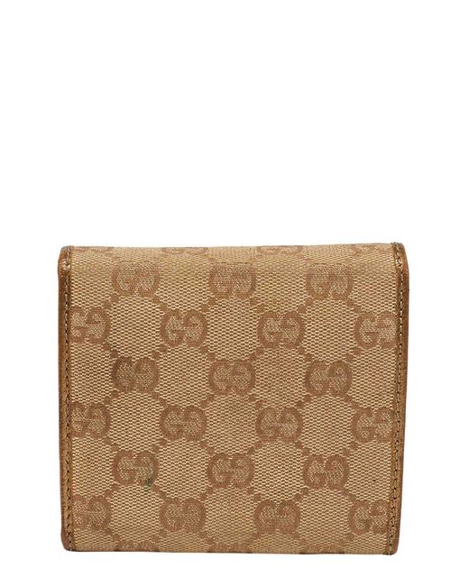 Gucci Brown Canvas & Leather Princy Trifold Wallet (Authentic Pre-Owned)