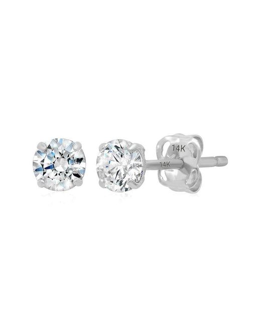 MaxColor White 14K Cz Stud Earrings