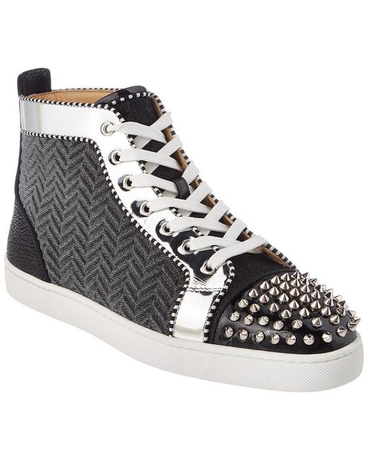 Christian Louboutin Men's Lou Spikes Orlato Suede Mid-Top Sneakers