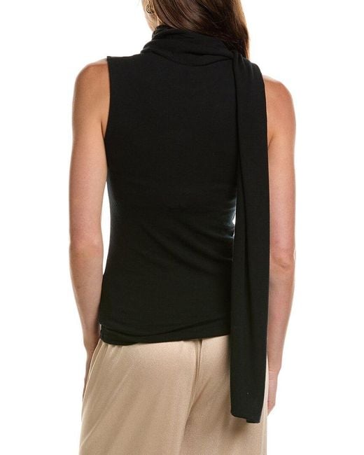 Lamarque Black Jimena Wool-Blend Scarf Top