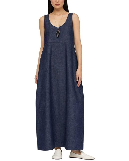 Lafayette 148 New York Blue Scoop Neck Cocoon Dress