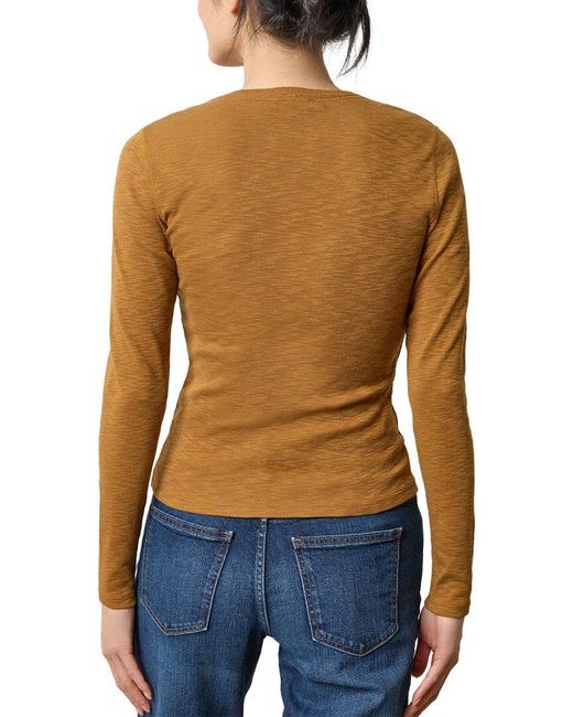 Lilla P Multicolor Slim Fit Rib Slub Long Sleeve V-Neck Shirt