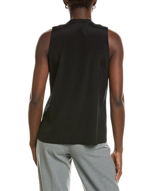 Lafayette 148 New York Black Silk-Blend V-Neck Blouse