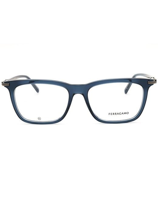 Ferragamo Blue 56Mm Optical Frames for men