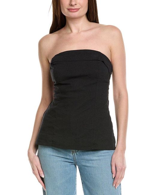 Free People Black Lora Linen-Blend Tube Top