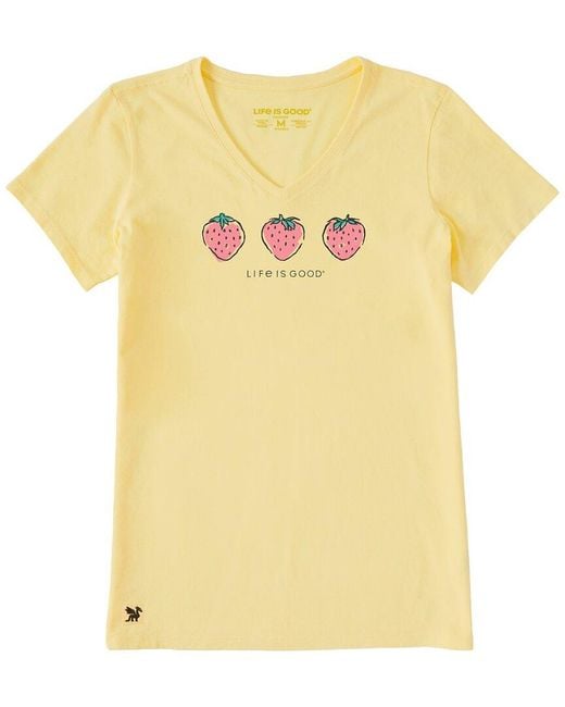 Life Is Good. Yellow Crusher V-Neck T-Shirt