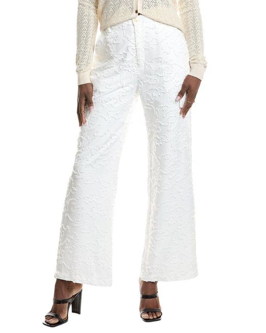 Gracia White Fringe Pattern Cargo Pant
