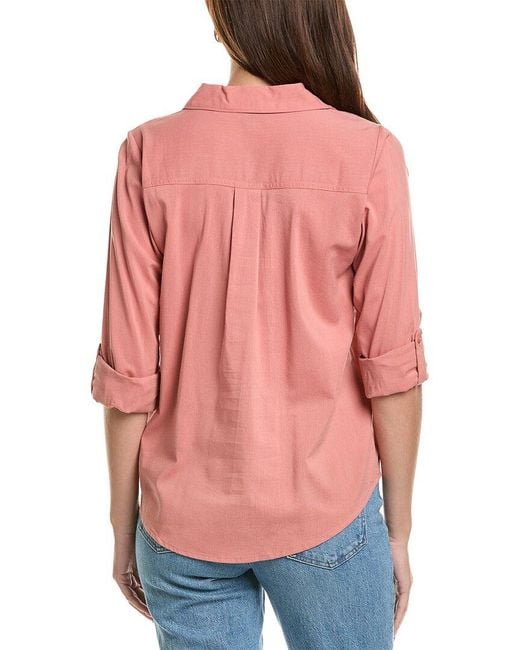 Splendid Red Woven Button-Down Shirt