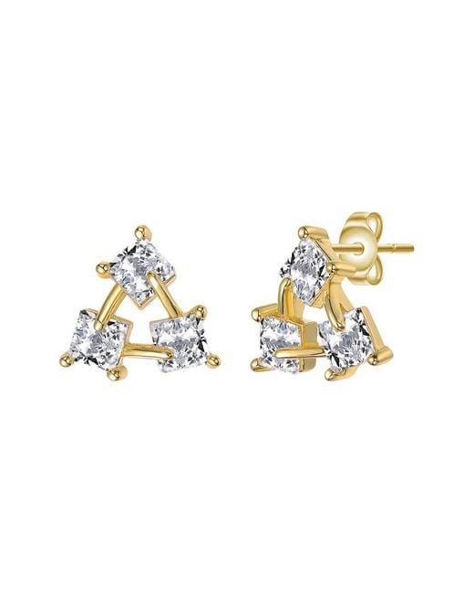 Rachel Glauber Metallic 14K Plated Cz Stone Earrings