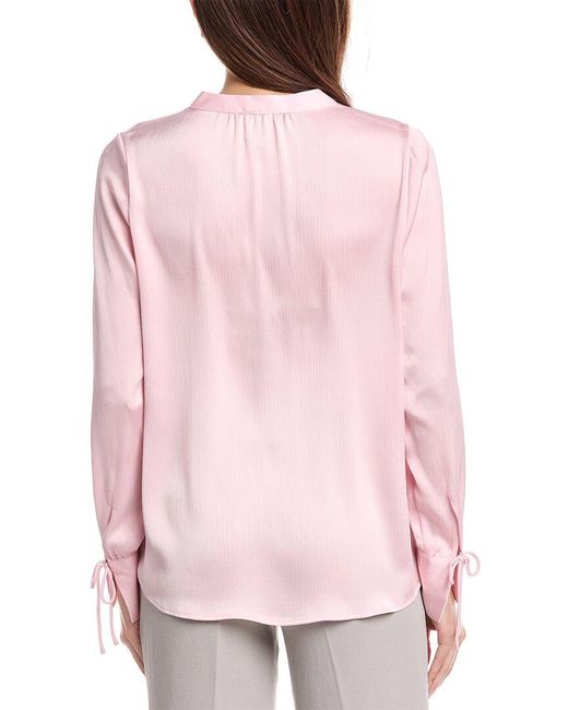 Anne Klein Pink Tie-Neck Blouse