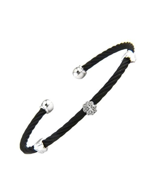 Diamond Select Cuts Multicolor Clover 14K & Stainless Steel 0.01 Ct. Tw. Diamond Bangle Bracelet