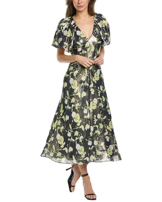 Tanya Taylor Green Evette Linen & Silk-blend Mini Dress