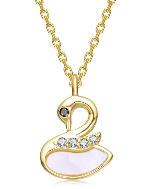 Rachel Glauber Metallic 14K Plated Cz Swan Pendant