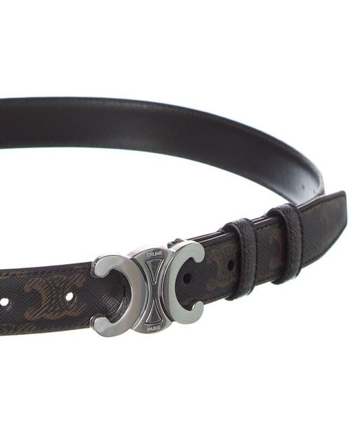 Céline Black Triomphe Medium Canvas Belt