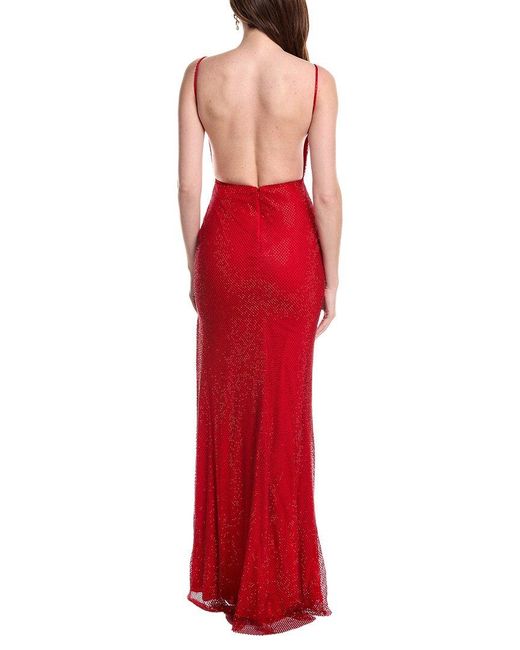Jovani Red Solid Net Gown