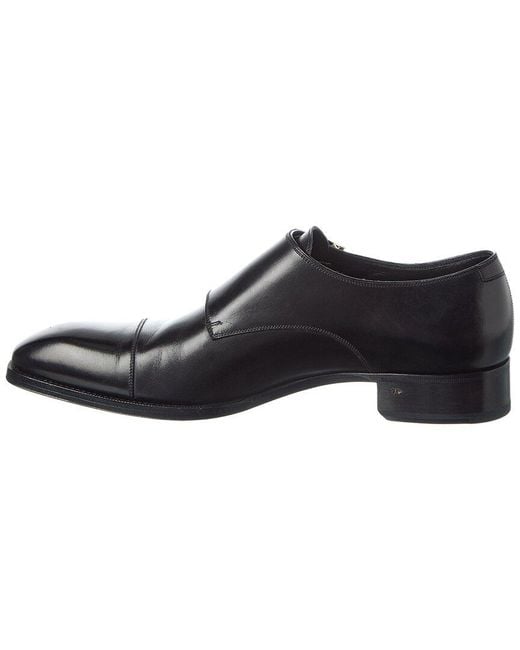 Tom Ford Black Leather Double Monk Strap for men