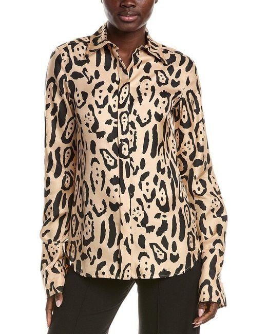 Max Mara Natural Sportmax Armony Silk Printed Top