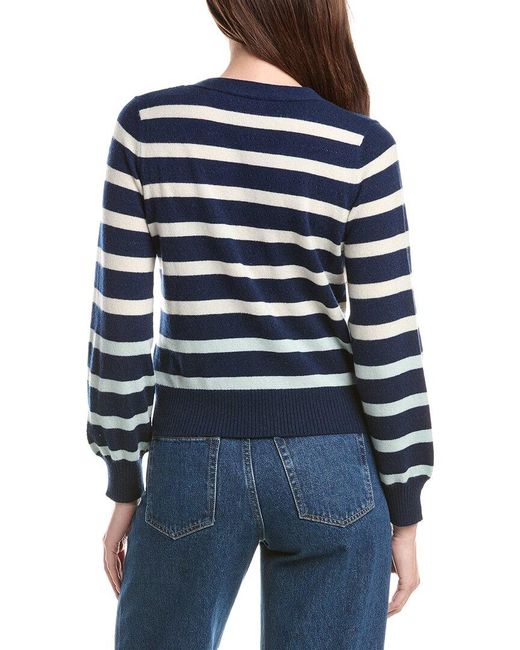 Isla Blue Karla Stripe Cashmere Cardigan