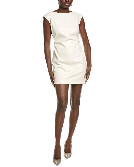 Kenneth Cole White Ruched Solid Mini Dress