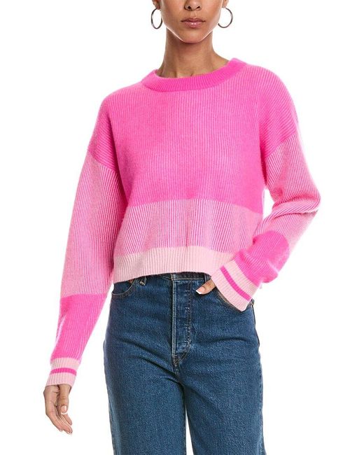 Brodie Cashmere Pink Marlie Plaited Cashmere Sweater