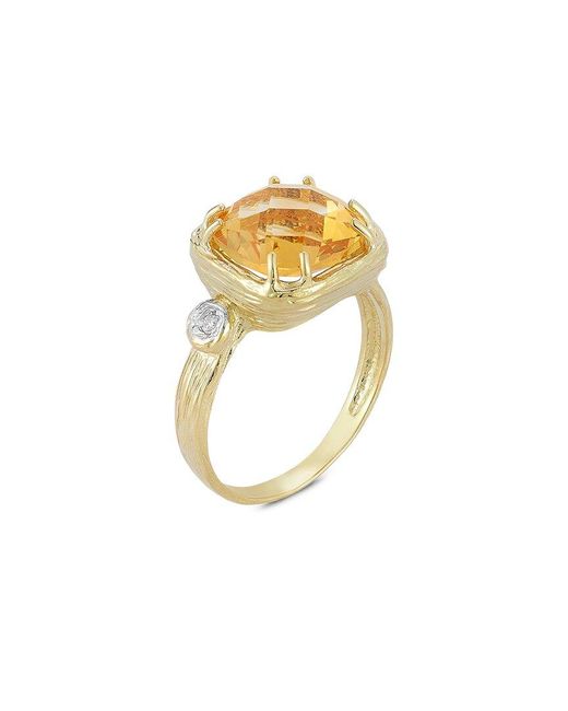 Reiss Metallic 14k 3.53 Ct. Tw. Diamond & Citrine Ring