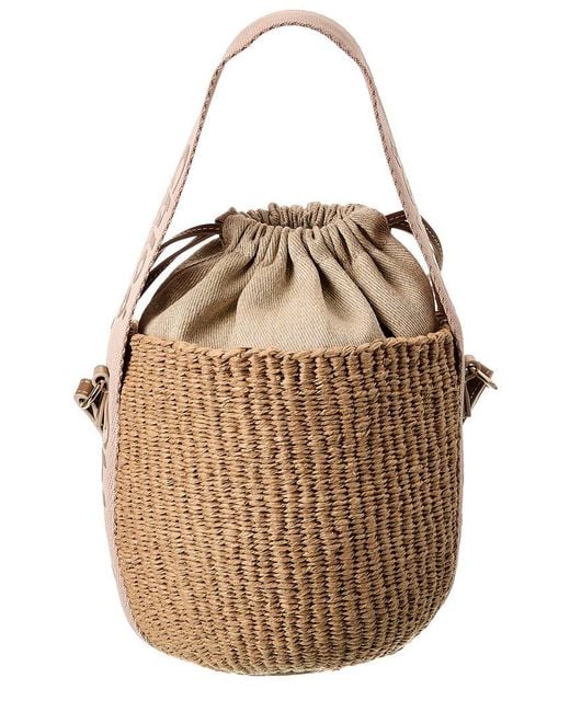 Chloé Natural Woody Small Paper & Leather Bucket Bag