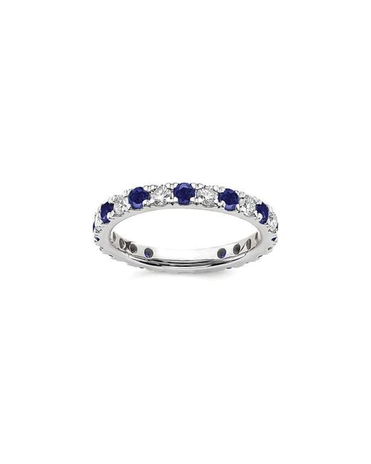 Lab Grown Gemstones Blue 14K 1.75 Ct. Tw. Lab-Grown Diamond & Lab-Grown Sapphire Eternity Ring