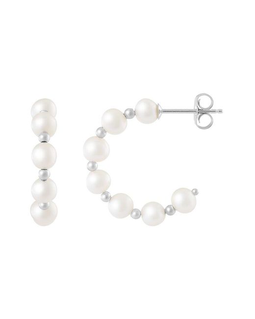 Splendid White Silver 4-5mm Pearl Earrings