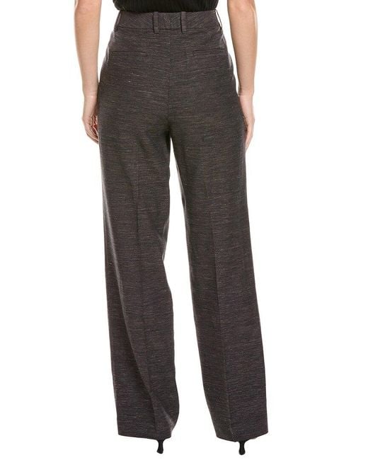 Lafayette 148 New York Black Gates Full Leg Wool & Linen-Blend Pant