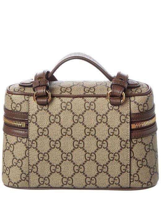 Gucci Brown Ophidia Mini GG Supreme Canvas & Leather Cosmetic Case