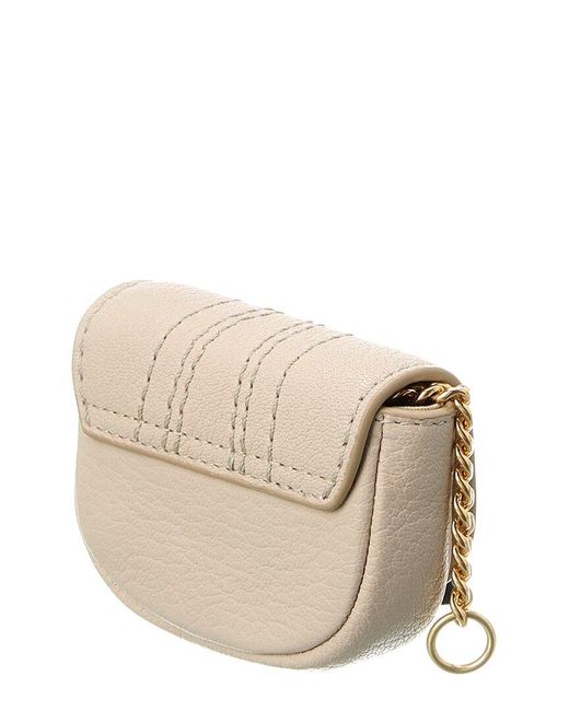 See By Chloé Hana Leather Key Ring Pouch in Natural
