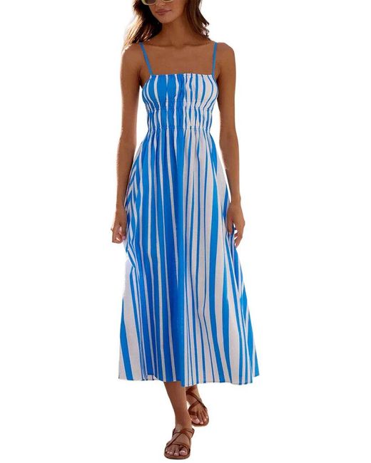 LEON GORI Blue Sleeveless Midi Dress