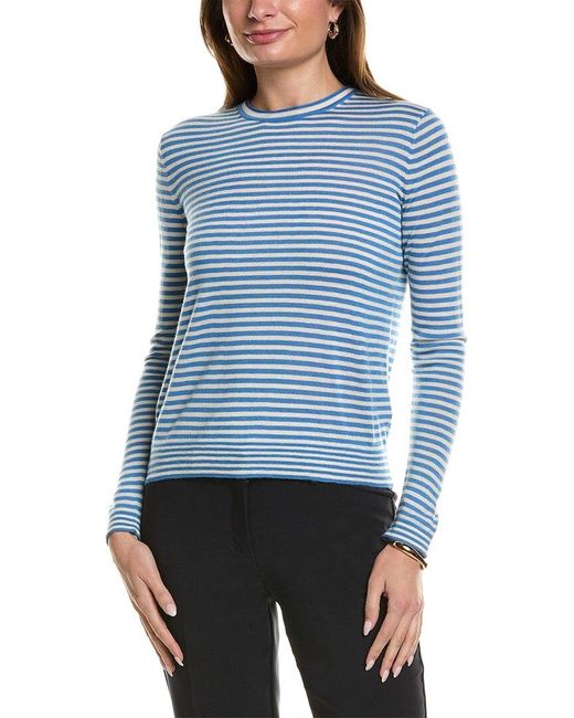 Lafayette 148 New York Blue Striped Cashmere Sweater