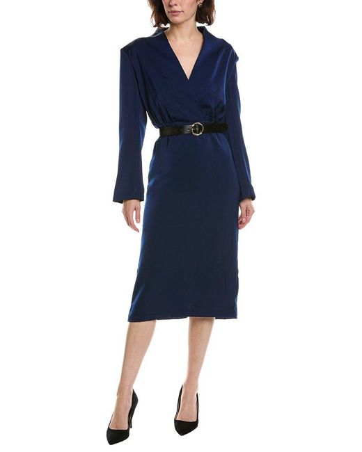 Pascale La Mode Blue Belted Midi Dress