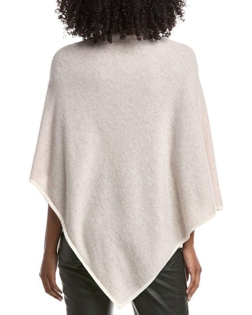 Forte Natural Cashmere Contrast Trim Cashmere Poncho