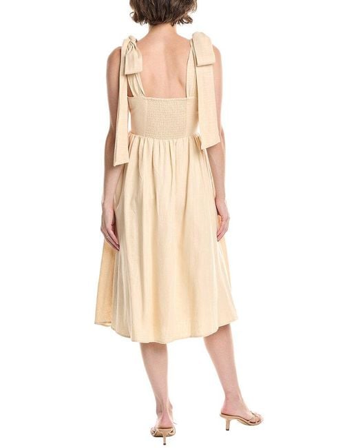 Endless Rose Natural Linen-Blend Midi Dress