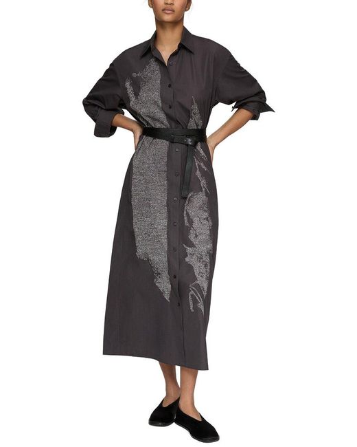 Lafayette 148 New York Black Embroidered Oversized Shirtdress