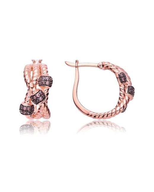 Genevive Jewelry Pink Silver Cz Clip-on Earrings