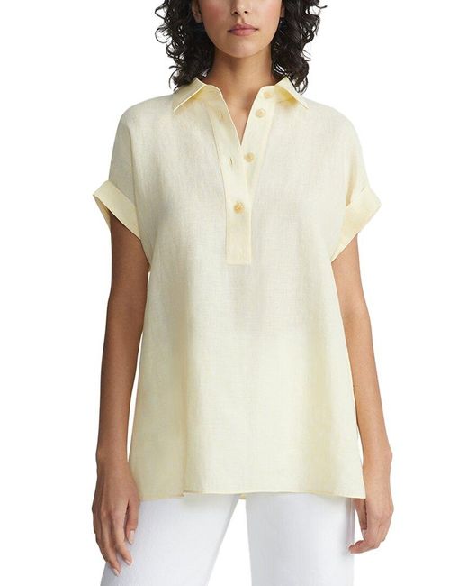 Lafayette 148 New York Natural Dolman Linen Polo Shirt
