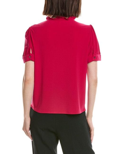 Cece Red Ruffle Trim Blouse