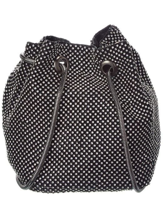 Rene Ruiz Black Allover Crystal Bucket Bag